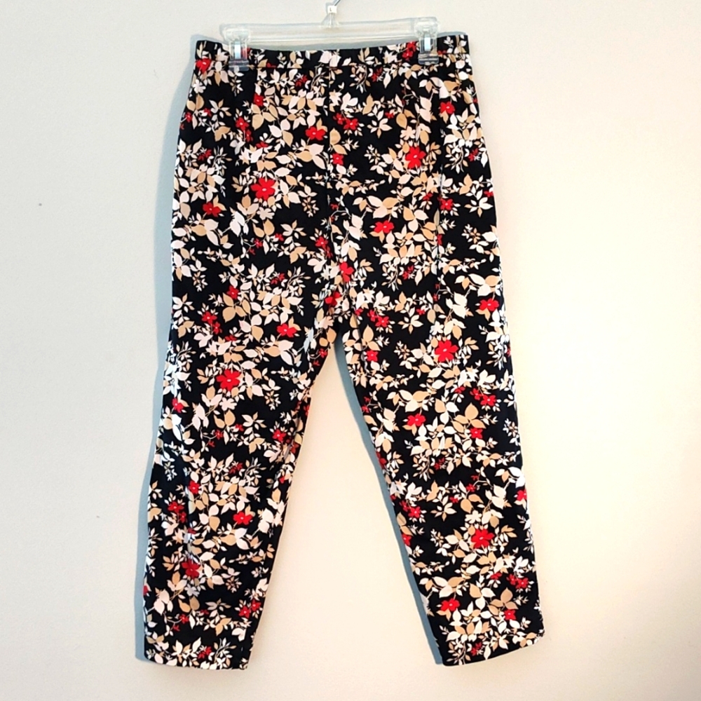 Requirements Capris 14 Spring Summer Bold Floral Pattern Cotton Blend Mid Rise - Picture 2 of 12